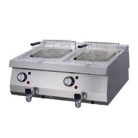 Heavy Duty Friteuse - 2 x 12 L - Dubbel - 70 cm Diep - met Tapkraan - Elektrisch