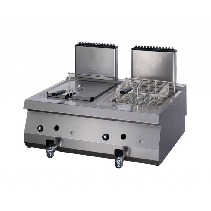 Heavy Duty Friteuse - 2 x 12 L - Dubbel - 70 cm Diep - met Tapkraan - Gas