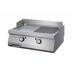 Heavy Duty Grillplaat - Half Gegroefd Chroom - Dubbel - 70 cm Diep - Gas