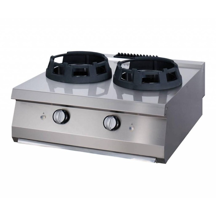 Heavy Duty Wok Brander - 2 x Ø 28,5 cm Pannenring - Dubbel - 70 cm Diep - Gas