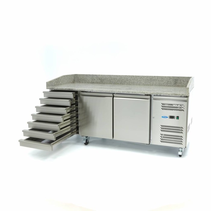 Pizzawerkbank - 202 cm - 2 Deuren - 5 x 1/6 GN - 7 Laden