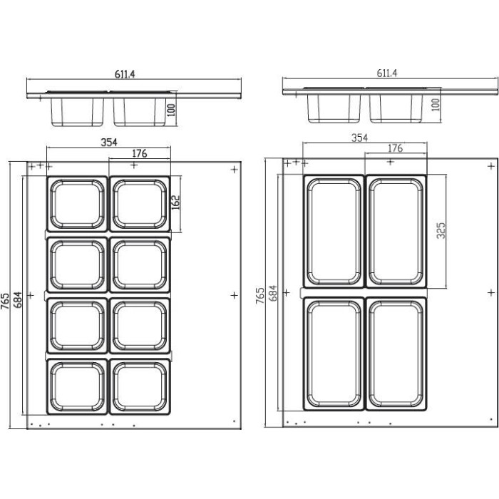 Saladette - 67 L - Tafelmodel - 8 x 1/6 GN