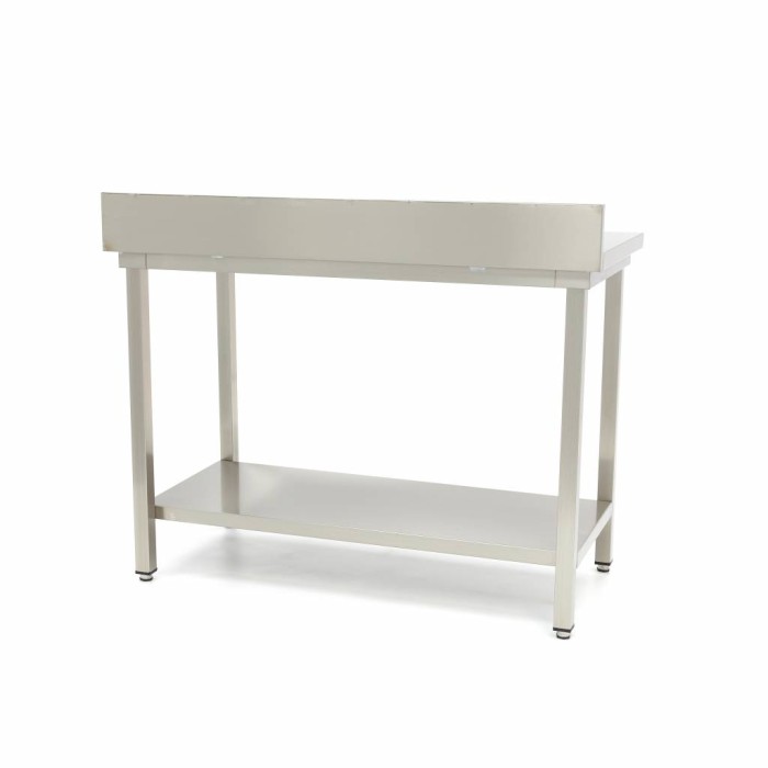 Werktafel rvs - 180 x 70 cm - Verstelbare Hoogte - met Spatrand