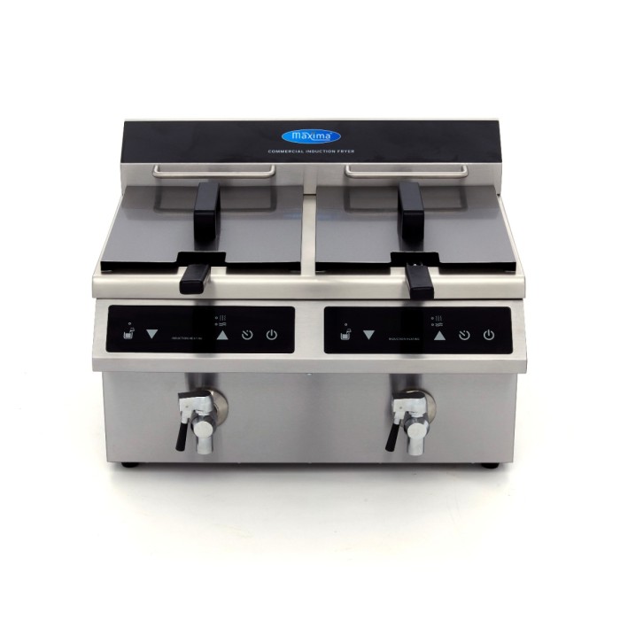 Frituurpan - 2x 8 L - 2 Manden - met Tapkraan - Inductie