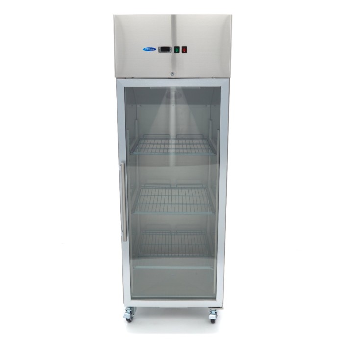 Koelkast - 600 L - 3 Verstelbare Roosters (2/1 GN) - Rvs - met Glazen Deur
