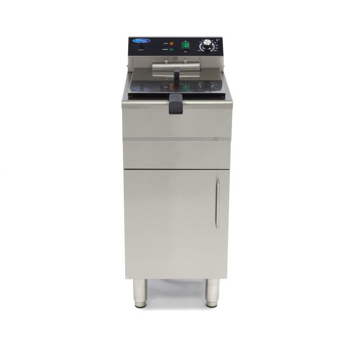 Frituurpan - 16 L - 1 Mand - met Tapkraan en Opbergruimte - 400V