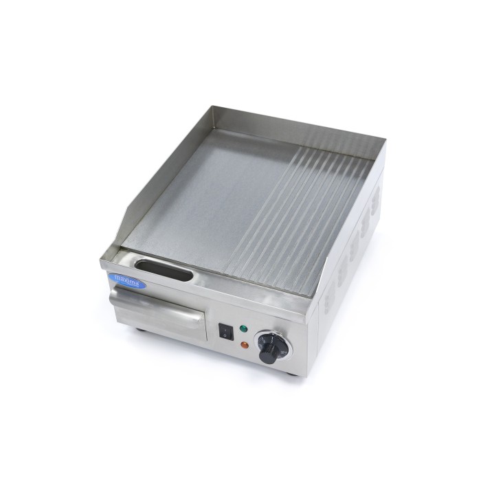 Grillplaat - Half Gegroefd - 36 cm - incl. Opvangbak