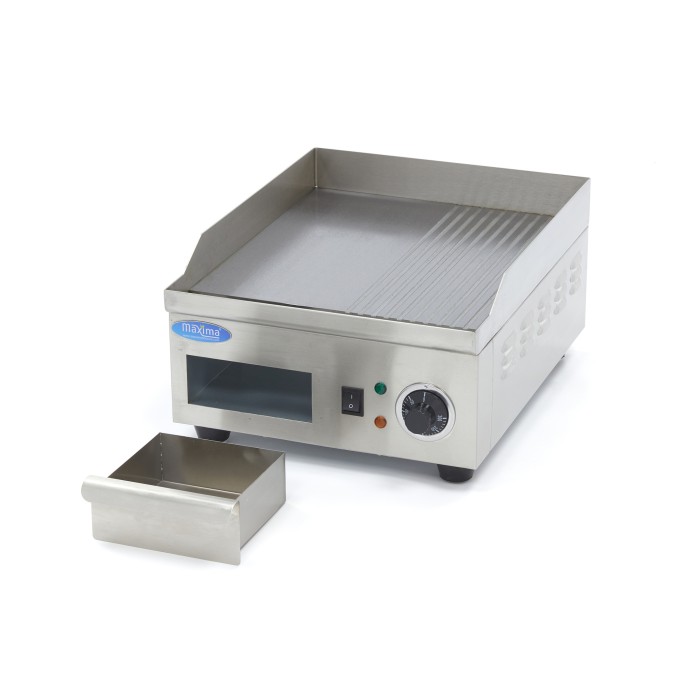 Grillplaat - Half Gegroefd - 36 cm - incl. Opvangbak