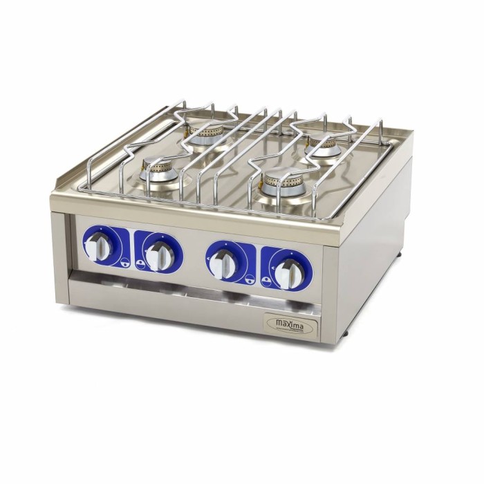 Kookplaat Horeca - 4 Pitten - Dubbel - 60 cm Diep - Gas