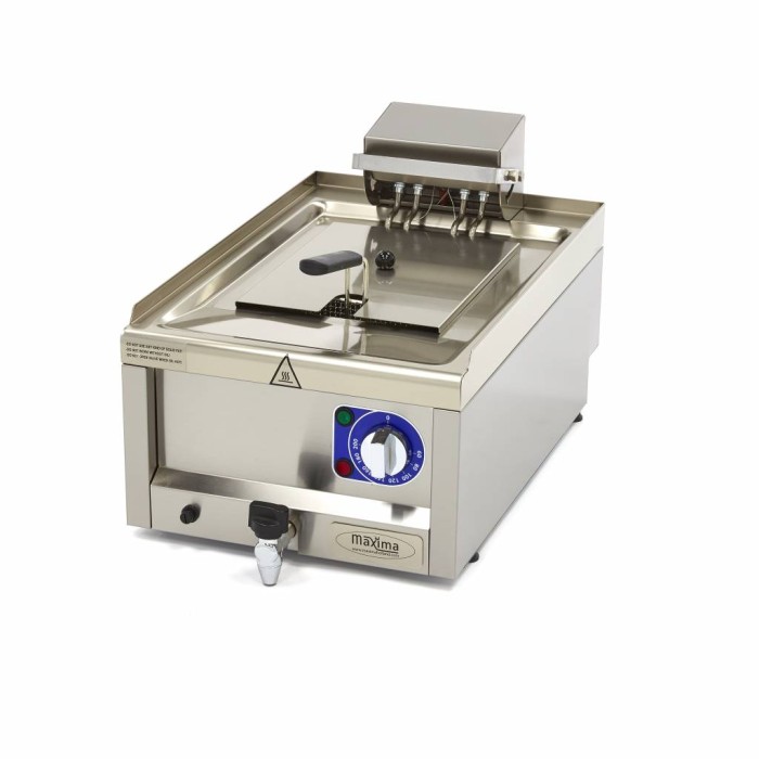 Frituurpan - 10 L - 1 Mand - met Tapkraan - 400V