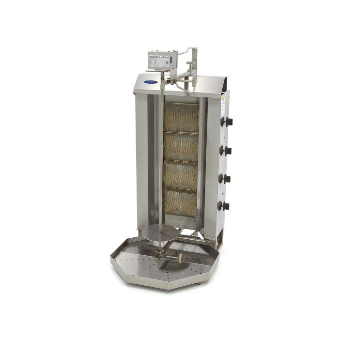 Shoarma Grill - 4 Branders - 50 Kg Vlees - Gas