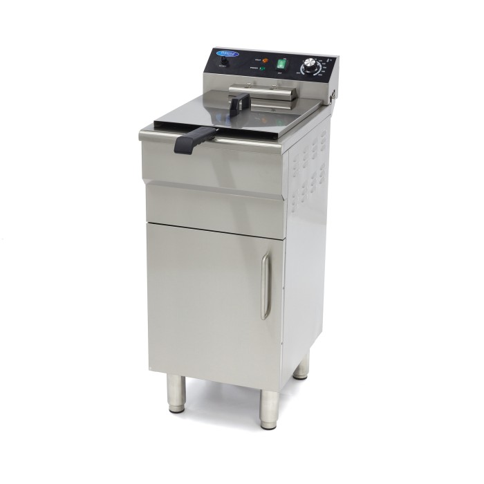 Frituurpan - 16 L - 1 Mand - met Tapkraan en Opbergruimte - 400V