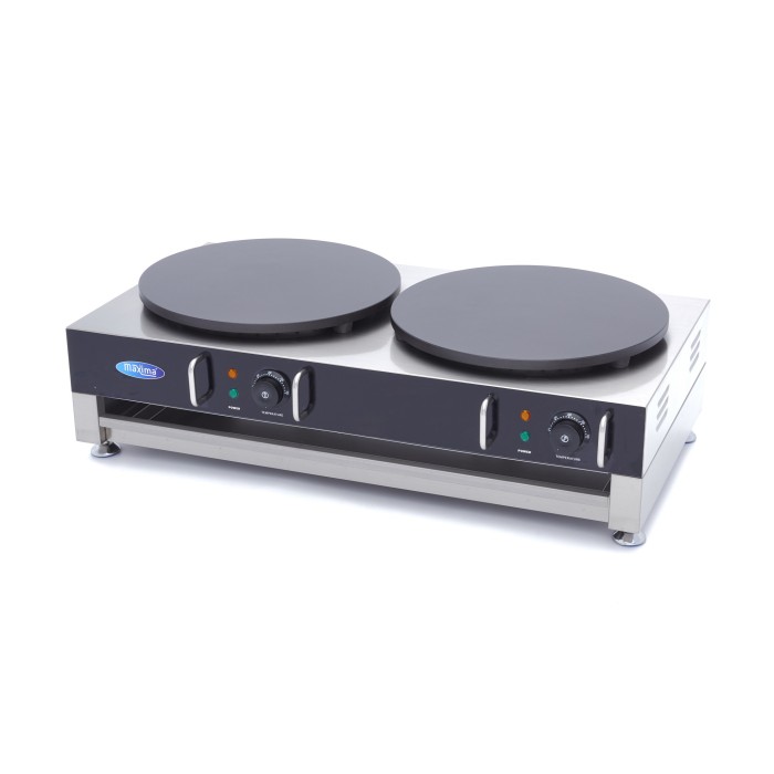 Crepebakplaat - Dubbele Crepes - 2 x 40 cm - incl. Beslagverdeler