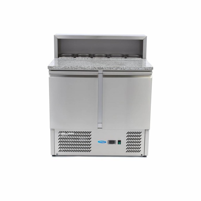 Pizzawerkbank - 90 cm - 2 Deuren - 5 x 1/6 GN - incl. RVS Afdekking