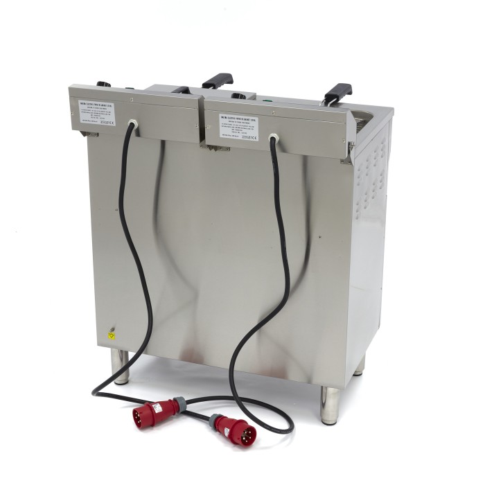 Frituurpan - 2x 16 L - 2 Manden - met Tapkraan en Opbergruimte - 400V
