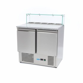 Pizzawerkbank - 90 cm - 2 Deuren - 5 x 1/6 GN - incl. Glazen Afdekking
