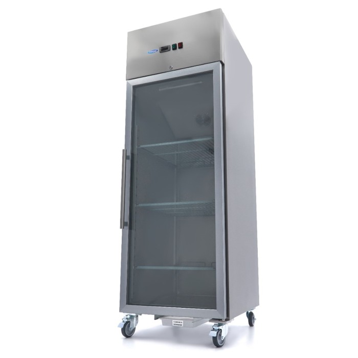 Koelkast - 700 L - 3 Verstelbare Roosters (2/1 GN) - Rvs - met Glazen Deur