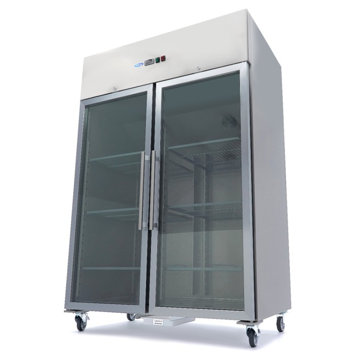 Koelkast - 1200 L - 6 Verstelbare Roosters (2/1 GN) - Rvs - met Glazen Deur