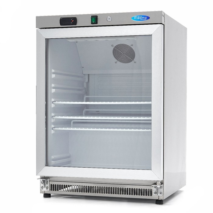 Koelkast - 200 L - Rvs - met Glazen Deur