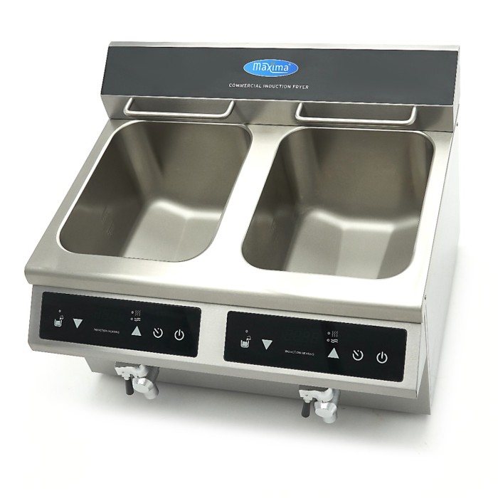 Frituurpan - 2x 8 L - 2 Manden - met Tapkraan - Inductie