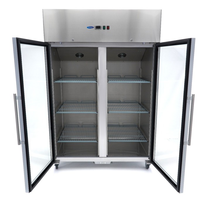 Koelkast - 1200 L - 6 Verstelbare Roosters (2/1 GN) - Rvs - met Glazen Deur