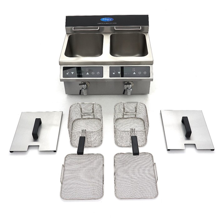 Frituurpan - 2x 8 L - 2 Manden - met Tapkraan - Inductie