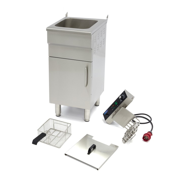 Frituurpan - 16 L - 1 Mand - met Tapkraan en Opbergruimte - 400V