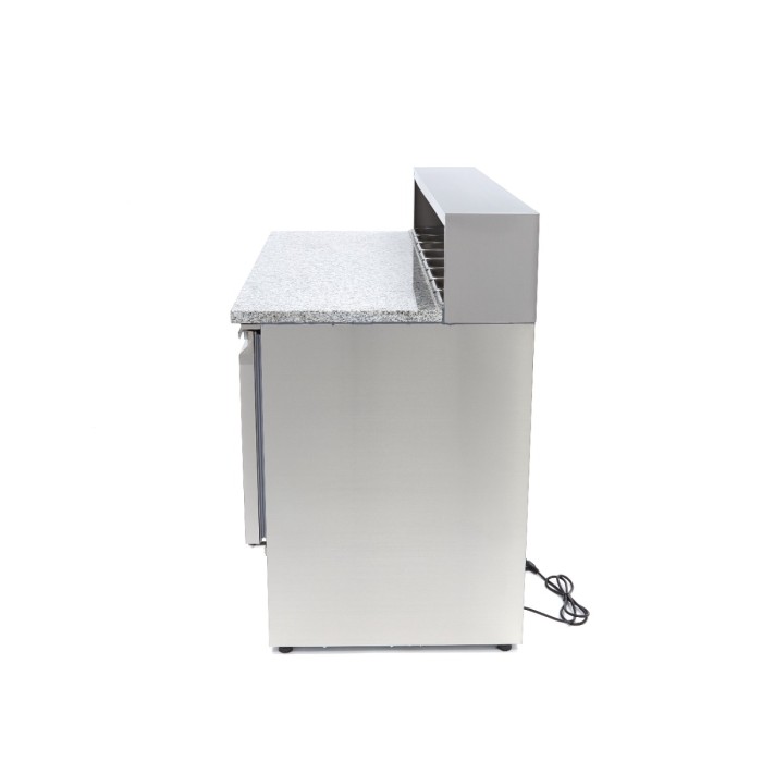 Pizzawerkbank - 137 cm - 3 Deuren - 8 x 1/6 GN - incl. RVS Afdekking