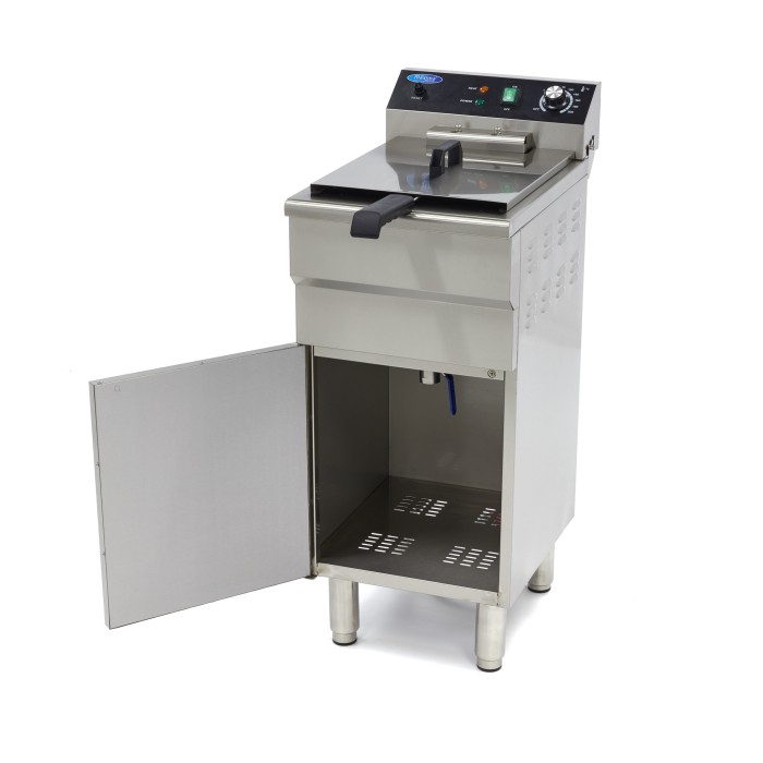 Frituurpan - 16 L - 1 Mand - met Tapkraan en Opbergruimte - 400V