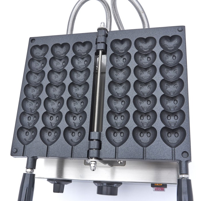 Wafelijzer - 3 Stuks - Lolly Hartjes Emoji Wafel