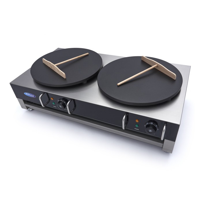 Crepebakplaat - Dubbele Crepes - 2 x 40 cm - incl. Beslagverdeler