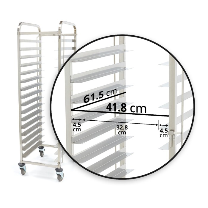 Regaalwagen - 16 x (60 x 40 cm) - excl. bakplaten en roosters