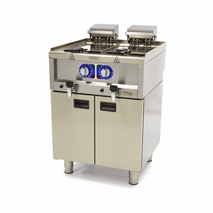 Frituurpan - 2x 10 L - 2 Manden - met Tapkraan - 400V