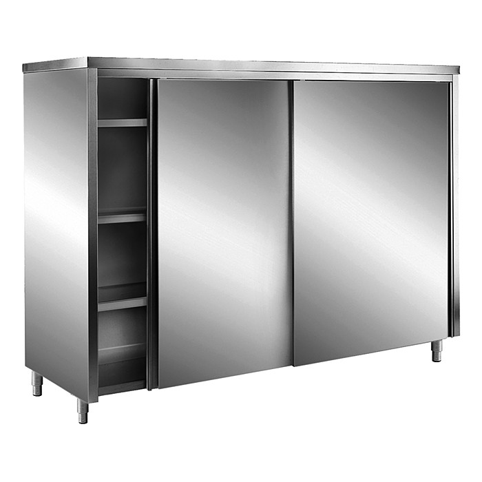 SARO RVS opbergkasten met schuifdeuren AISI 430 plat dak 1000x600