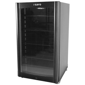 SARO Koelkast met Glazen Deur, Zwart, Model DK 90
